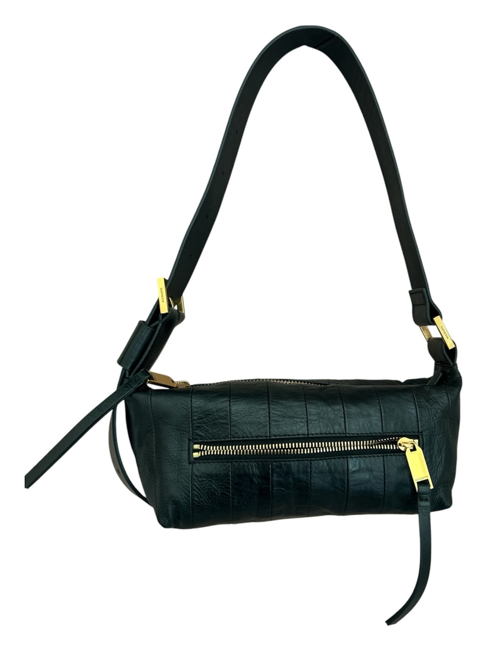 AllSaints Vega Panel Mini Shoulder Bag Textured Black/Gold